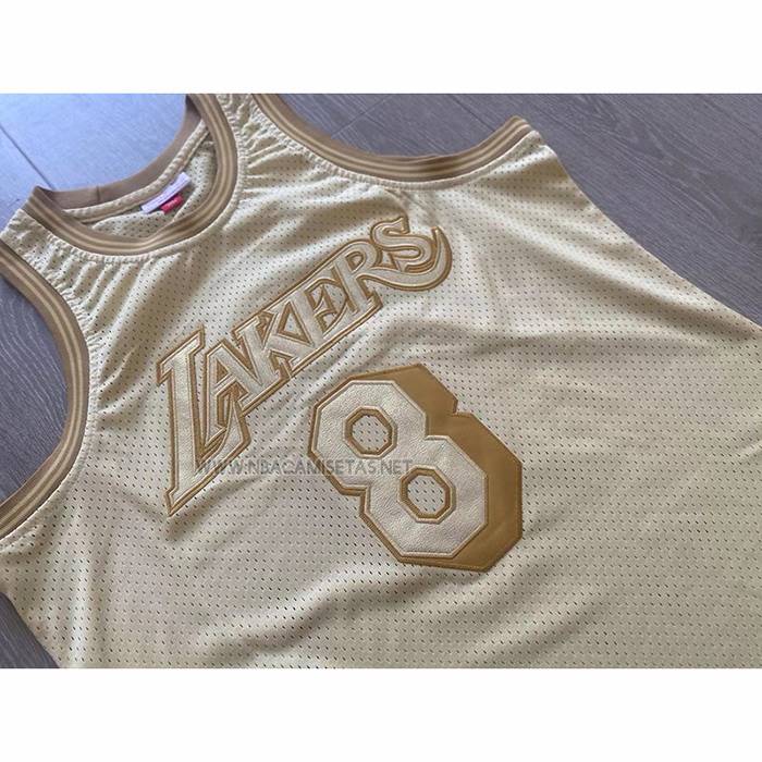 Camiseta Los Angeles Lakers Kobe Bryant NO 8 Mitchell & Ness 1996-97 Oro